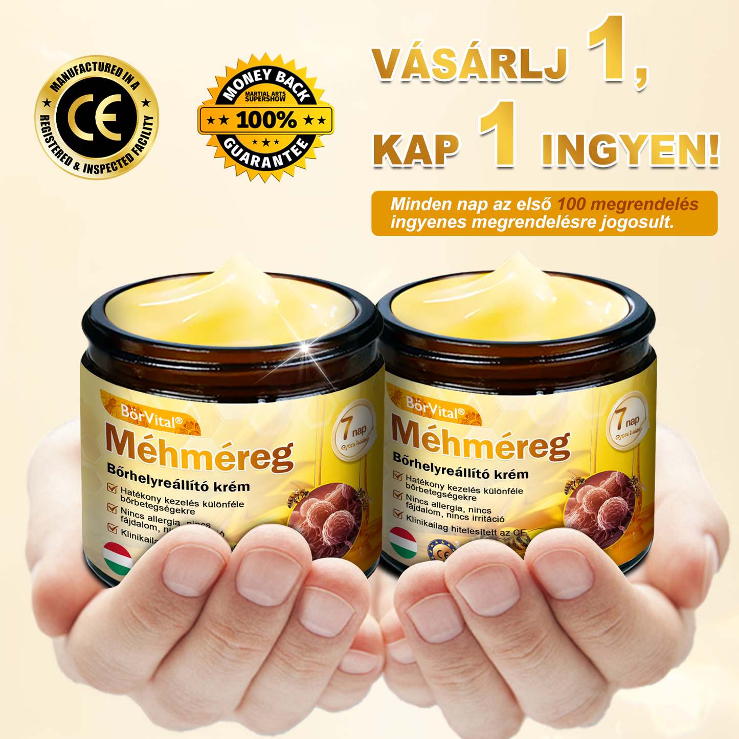 🐝👨⚕ ZödVita® Méhméreg Bőr Helyreállító Krém (👨⚕CE jóváhagyott)👍✅