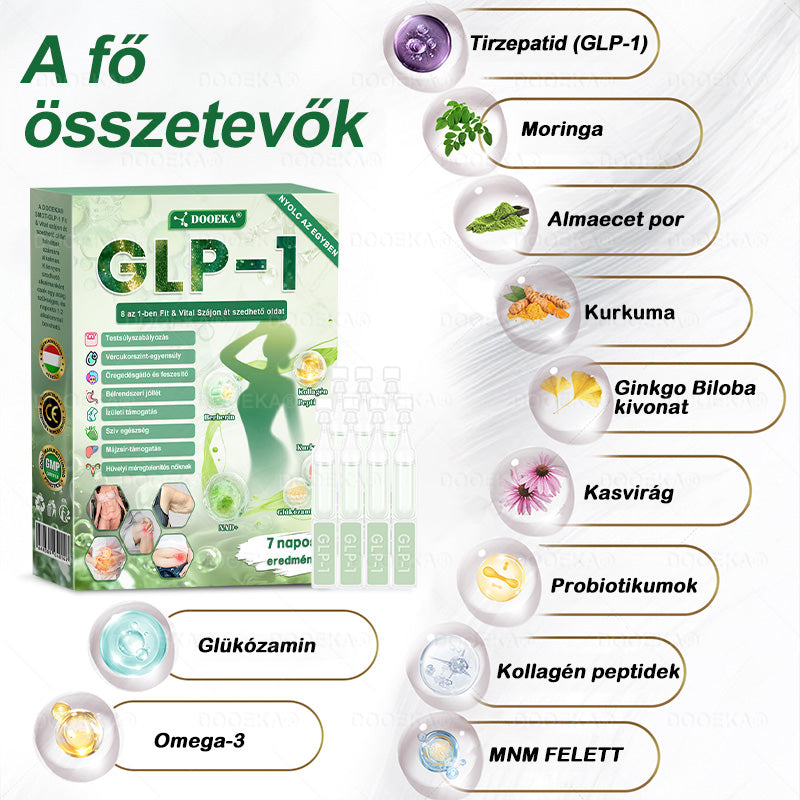 🧑⚕️DOOEKA® GLP-1 8 az 1-ben Fit & Vital Szájon át szedhető oldat – Napi egyszer, 7 nap alatt látható változás / Elhízás, szív- és érrendszeri egészség, cukorbetegség, alvási apnoe, bélrendszer egészsége, ízületi problémák és még sok más esetén