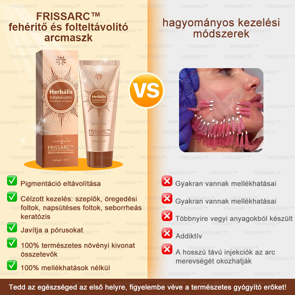 ✨🌙FRISSARC™ fehérítő és folteltávolító arcmaszk –👩⚕️Természetes összetevők tartósan eltüntetik a foltokat, szeplőket és napfoltokat.