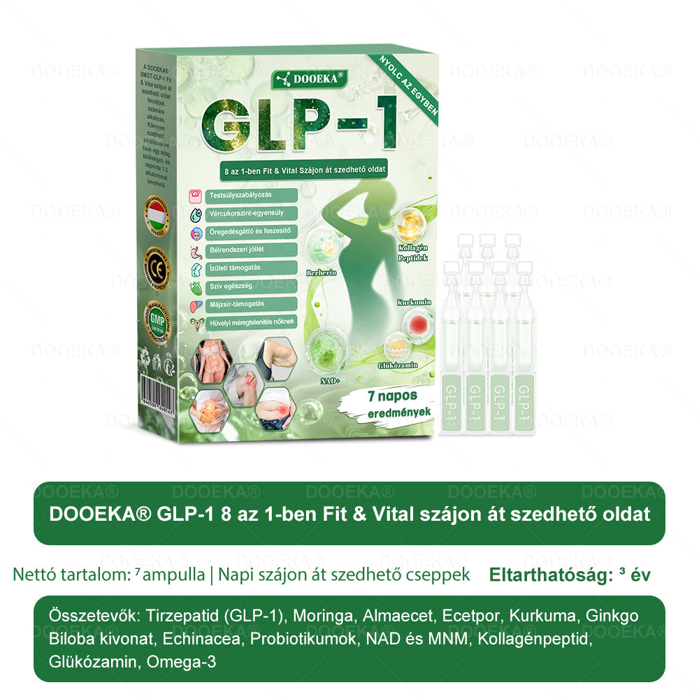🧑⚕️DOOEKA® GLP-1 8 az 1-ben Fit & Vital Szájon át szedhető oldat – Napi egyszer, 7 nap alatt látható változás / Elhízás, szív- és érrendszeri egészség, cukorbetegség, alvási apnoe, bélrendszer egészsége, ízületi problémák és még sok más esetén