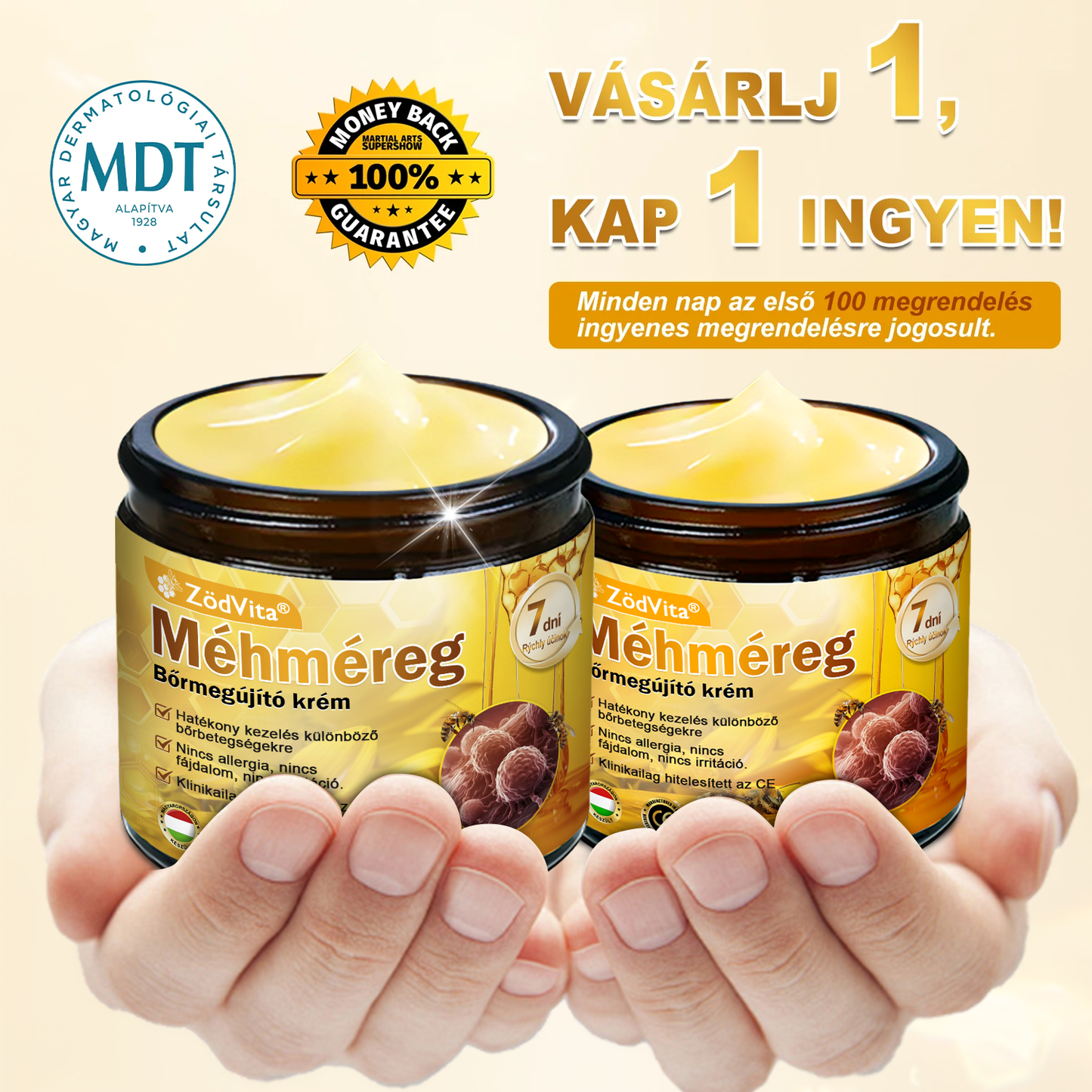 🐝 ZödVita® Méhméreg Bőr Helyreállító Krém (👨⚕CE jóváhagyott)👍✅